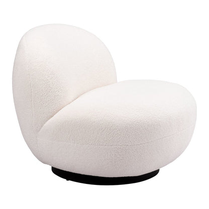 30" Cream And Black Faux Shearling And Upholstered Slipper Chair HomeRoots