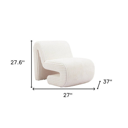26" White Corduroy And Upholstered Lounge Chair HomeRoots