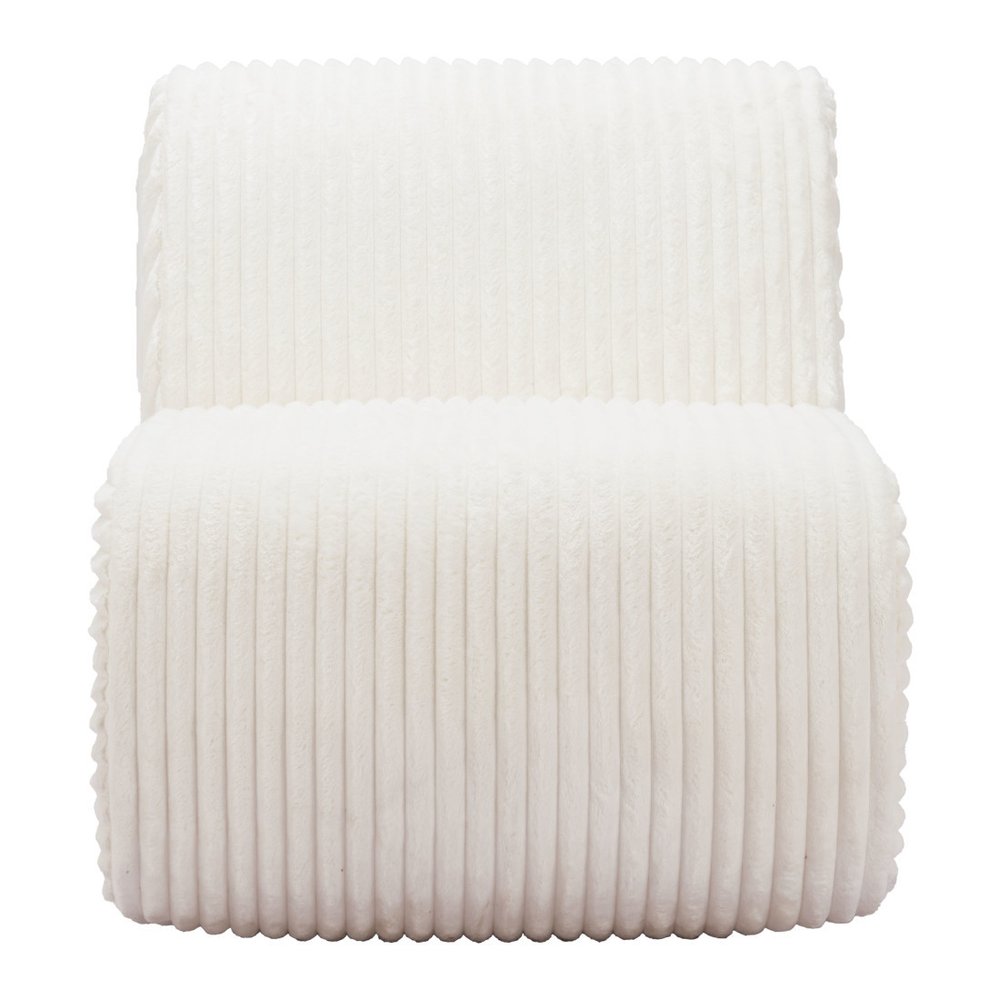 26" White Corduroy And Upholstered Lounge Chair HomeRoots