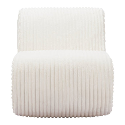 26" White Corduroy And Upholstered Lounge Chair HomeRoots