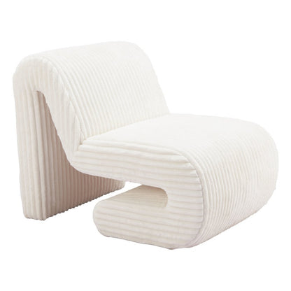 26" White Corduroy And Upholstered Lounge Chair HomeRoots