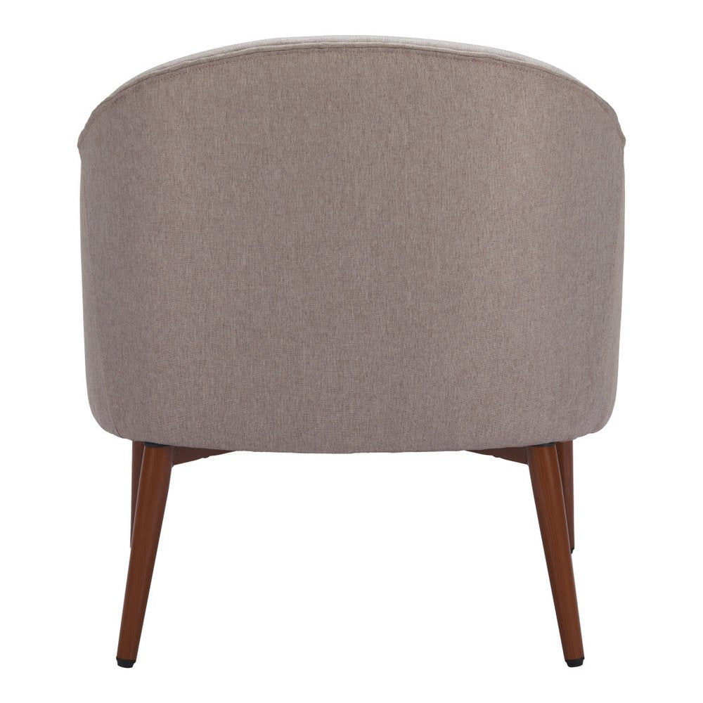 28" Gray And Brown Fabric And Upholstered Tufted Barrel Chair HomeRoots