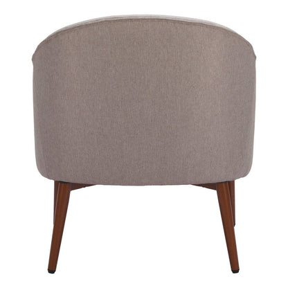 28" Gray And Brown Fabric And Upholstered Tufted Barrel Chair HomeRoots