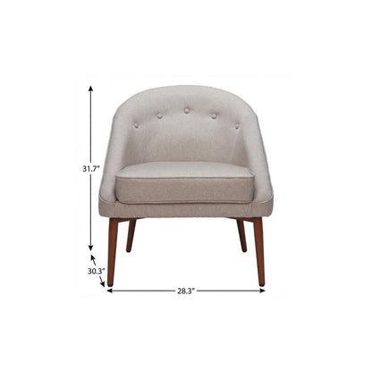 28" Gray And Brown Fabric And Upholstered Tufted Barrel Chair HomeRoots