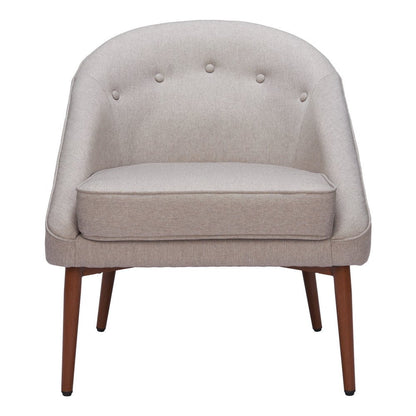 28" Gray And Brown Fabric And Upholstered Tufted Barrel Chair HomeRoots
