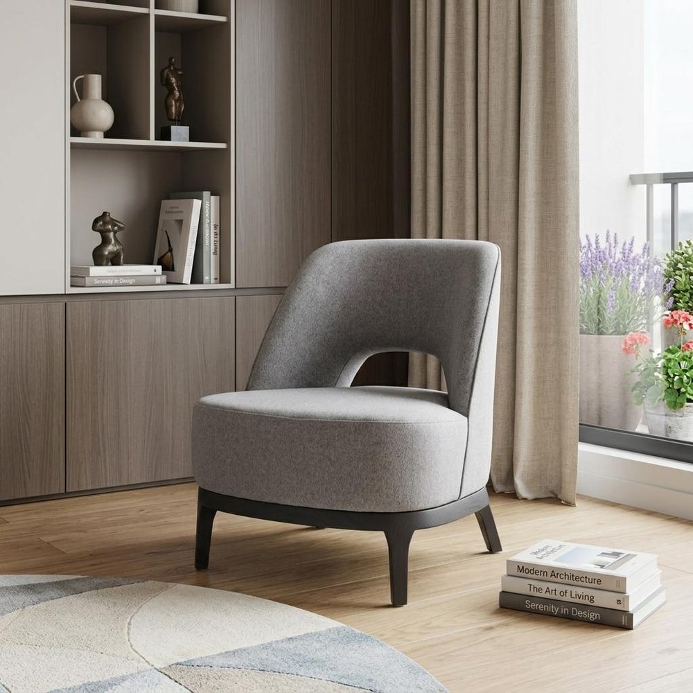 26" Gray And Black Upholstered Lounge Chair HomeRoots