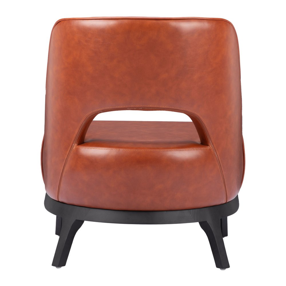 26" Brown And Black Faux Leather And Faux Leather Lounge Chair HomeRoots