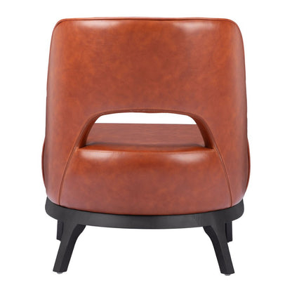 26" Brown And Black Faux Leather And Faux Leather Lounge Chair HomeRoots