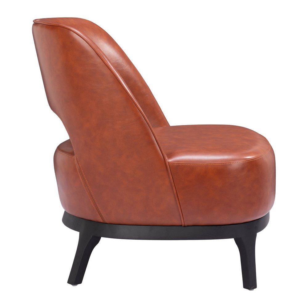 26" Brown And Black Faux Leather And Faux Leather Lounge Chair HomeRoots