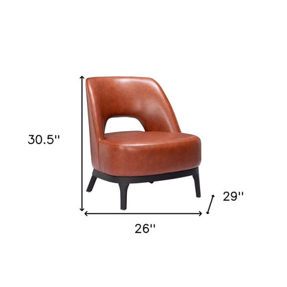 26" Brown And Black Faux Leather And Faux Leather Lounge Chair HomeRoots