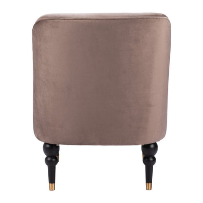 22" Taupe And Black And Gold Velvet And Upholstered Side Chair HomeRoots