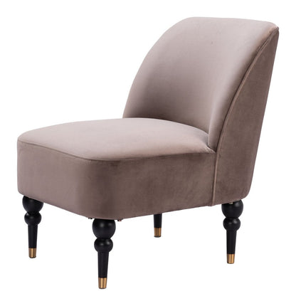 22" Taupe And Black And Gold Velvet And Upholstered Side Chair HomeRoots
