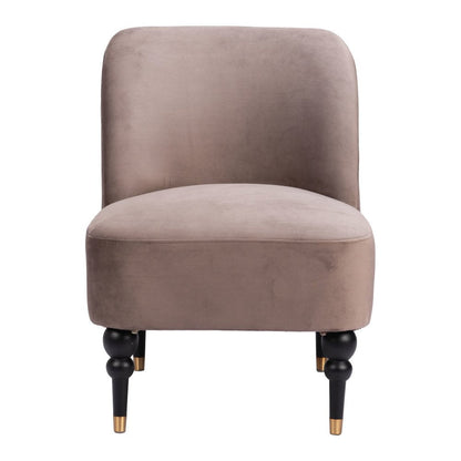 22" Taupe And Black And Gold Velvet And Upholstered Side Chair HomeRoots