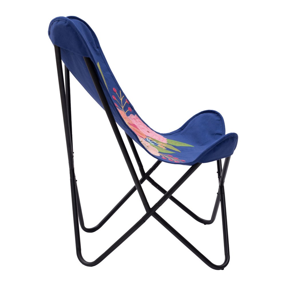 26" Blue And Black Tropical Butterfly Chair HomeRoots