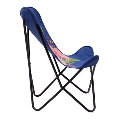 26" Blue And Black Tropical Butterfly Chair HomeRoots
