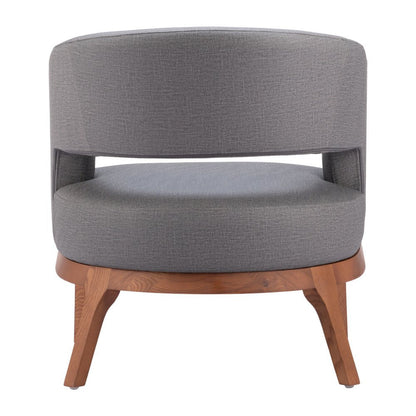 27" Slate Gray And Brown Faux Leather Arm Chair HomeRoots