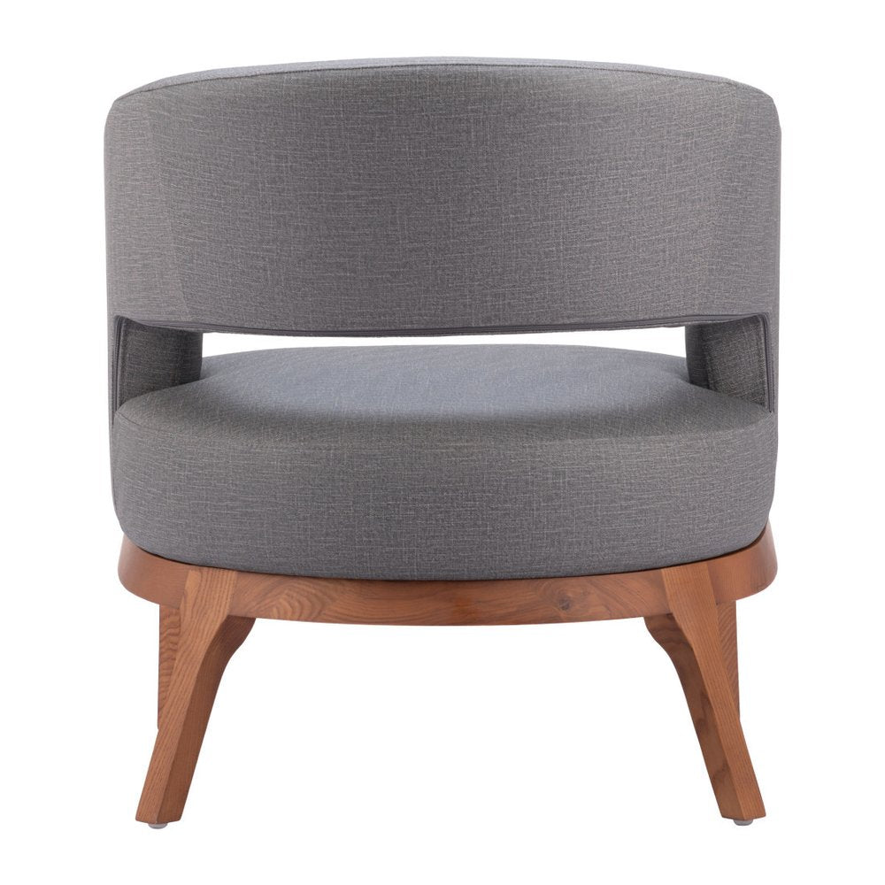 27" Slate Gray And Brown Faux Leather Arm Chair HomeRoots