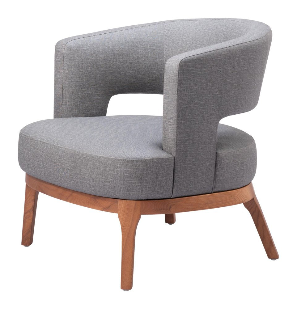 27" Slate Gray And Brown Faux Leather Arm Chair HomeRoots