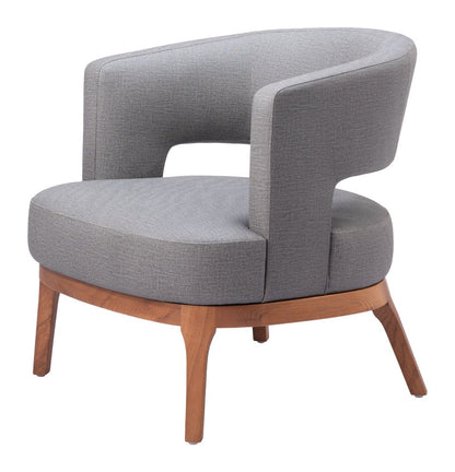 27" Slate Gray And Brown Faux Leather Arm Chair HomeRoots