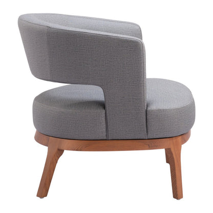 27" Slate Gray And Brown Faux Leather Arm Chair HomeRoots