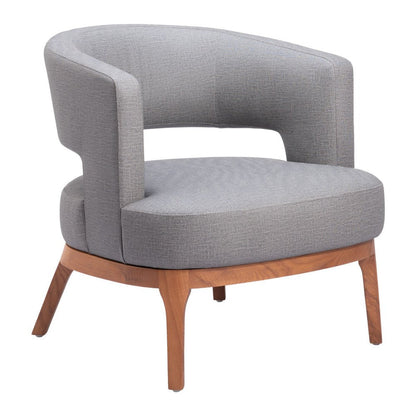 27" Slate Gray And Brown Faux Leather Arm Chair HomeRoots