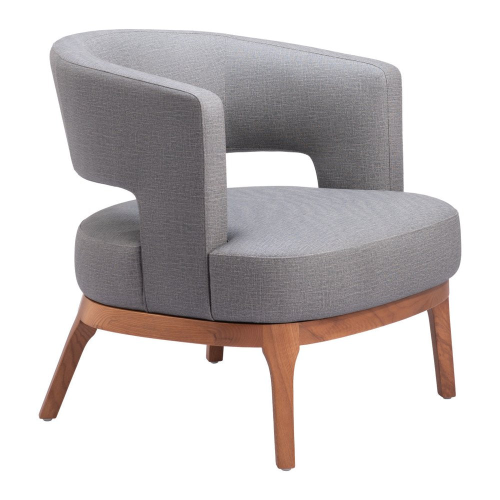 27" Slate Gray And Brown Faux Leather Arm Chair HomeRoots