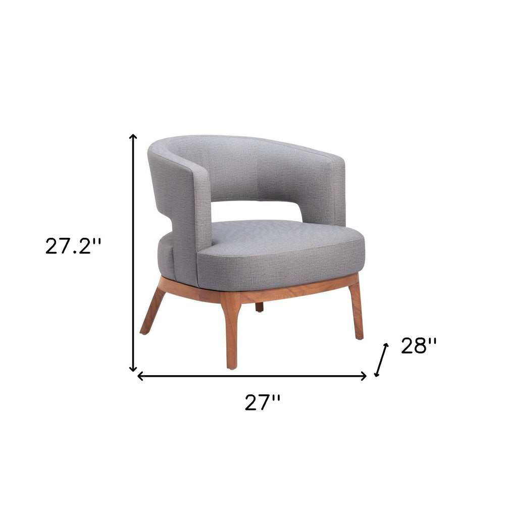 27" Slate Gray And Brown Faux Leather Arm Chair HomeRoots