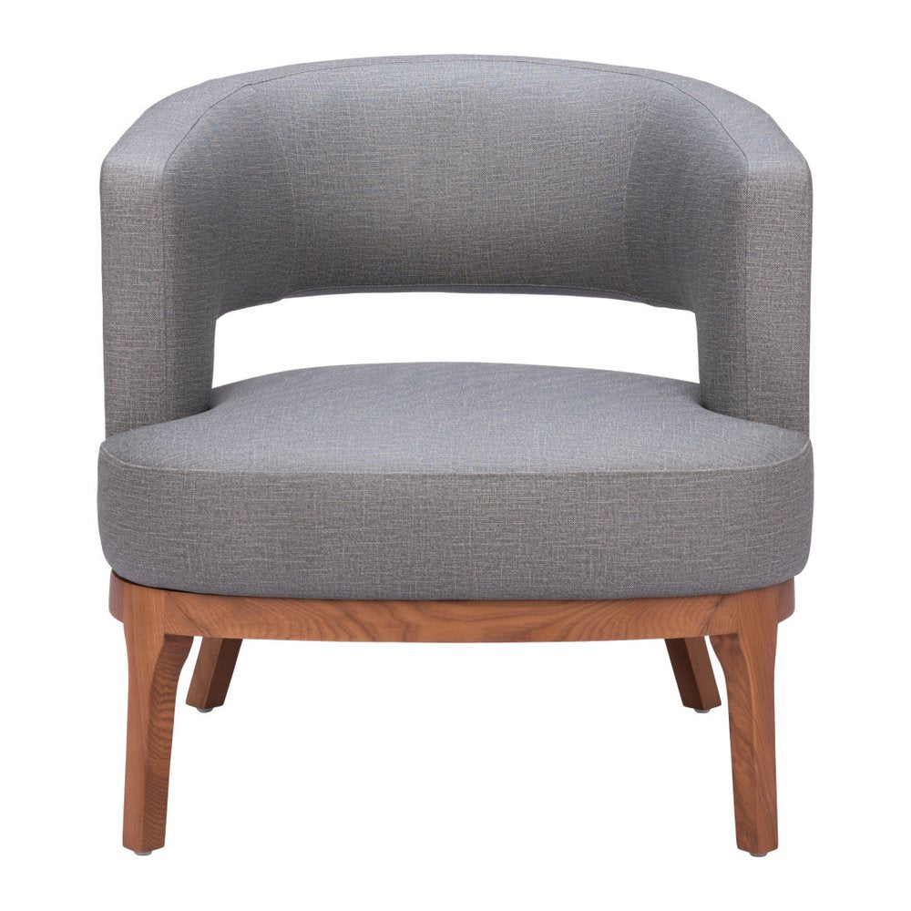 27" Slate Gray And Brown Faux Leather Arm Chair HomeRoots