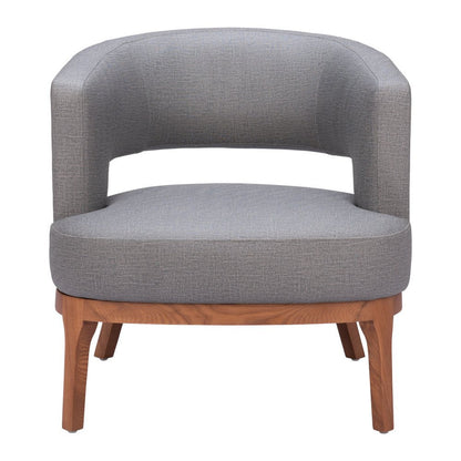 27" Slate Gray And Brown Faux Leather Arm Chair HomeRoots