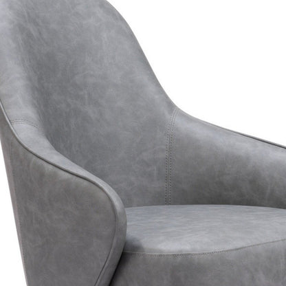 28" Gray And Gold Faux Leather And Faux Leather Swivel Arm Chair HomeRoots