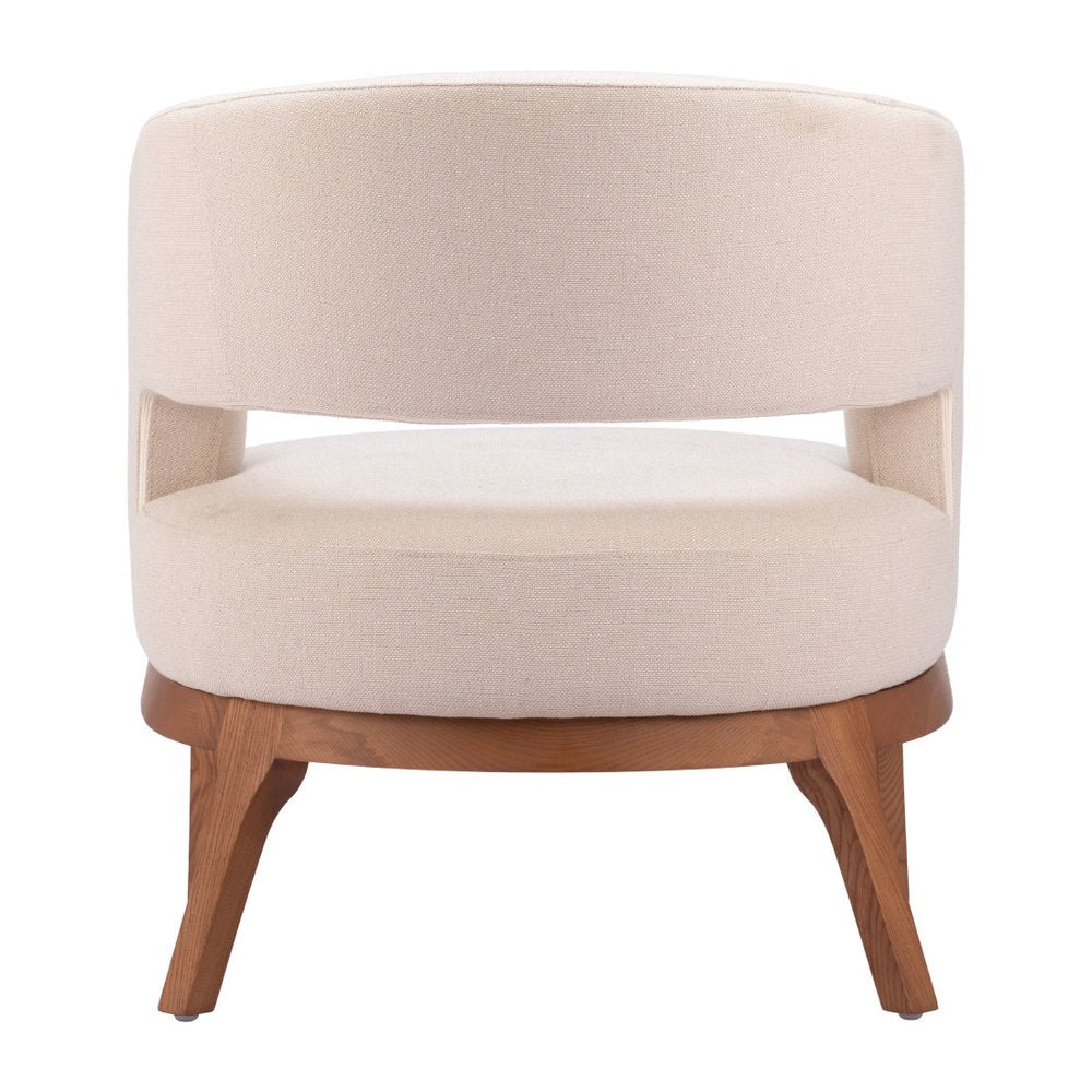 27" Beige And Brown Upholstered Arm Chair HomeRoots