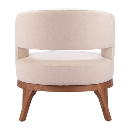 27" Beige And Brown Upholstered Arm Chair HomeRoots