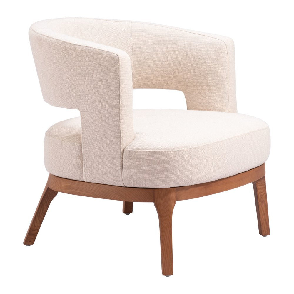 27" Beige And Brown Upholstered Arm Chair HomeRoots
