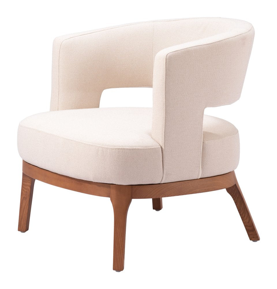 27" Beige And Brown Upholstered Arm Chair HomeRoots