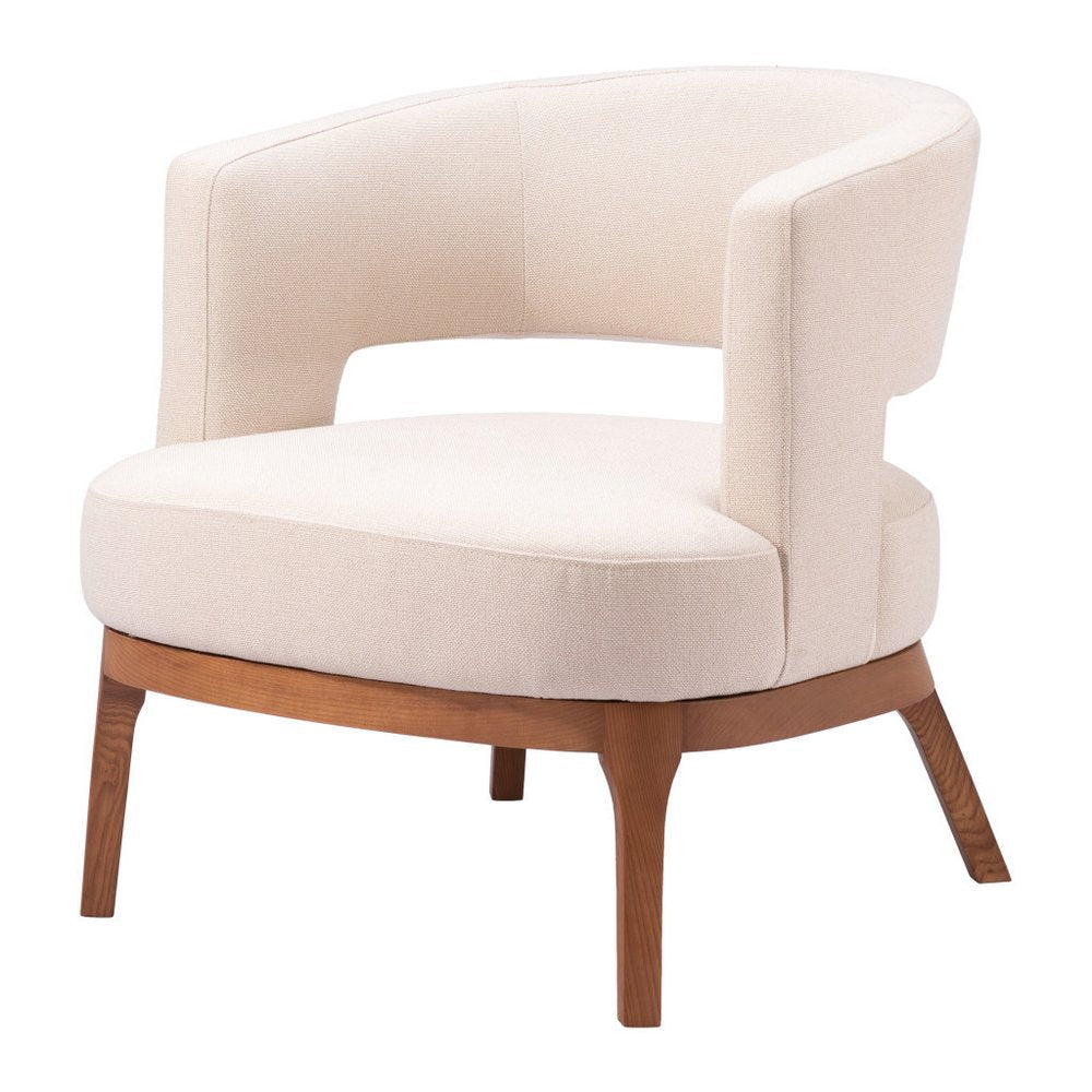 27" Beige And Brown Upholstered Arm Chair HomeRoots