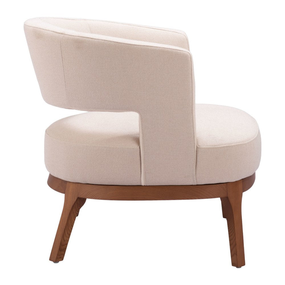 27" Beige And Brown Upholstered Arm Chair HomeRoots