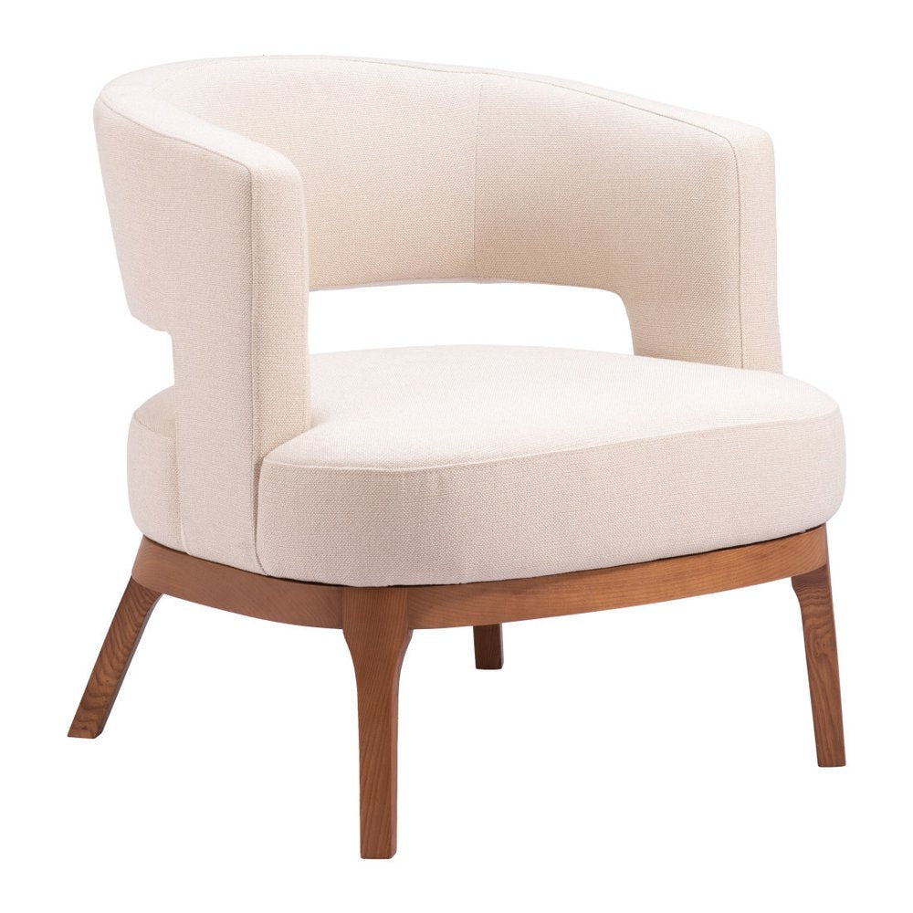27" Beige And Brown Upholstered Arm Chair HomeRoots