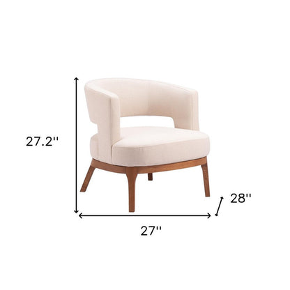 27" Beige And Brown Upholstered Arm Chair HomeRoots