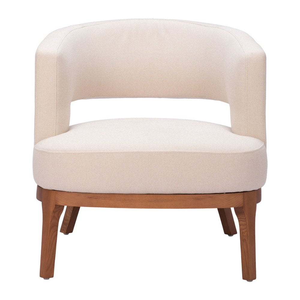 27" Beige And Brown Upholstered Arm Chair HomeRoots