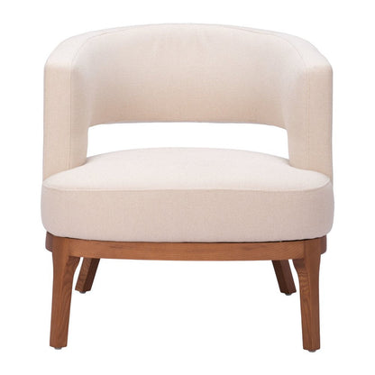 27" Beige And Brown Upholstered Arm Chair HomeRoots