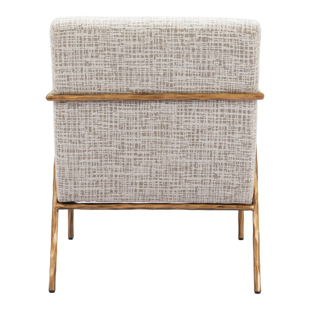 25" Beige And Gold Upholstered Arm Chair HomeRoots