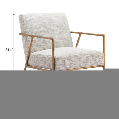 25" Beige And Gold Upholstered Arm Chair HomeRoots