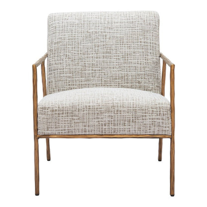 25" Beige And Gold Upholstered Arm Chair HomeRoots