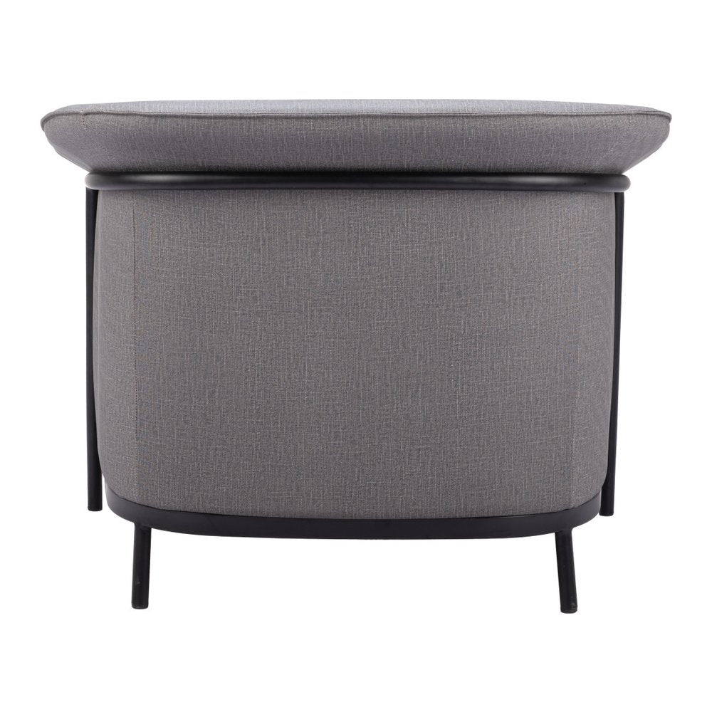 35" Slate Gray And Black Faux Leather Arm Chair HomeRoots