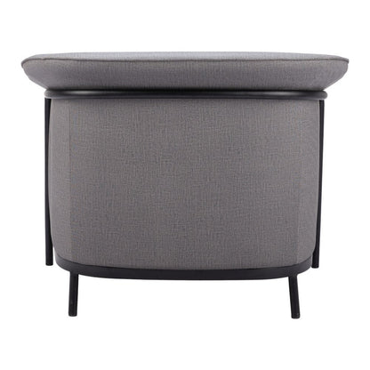 35" Slate Gray And Black Faux Leather Arm Chair HomeRoots