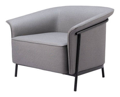 35" Slate Gray And Black Faux Leather Arm Chair HomeRoots