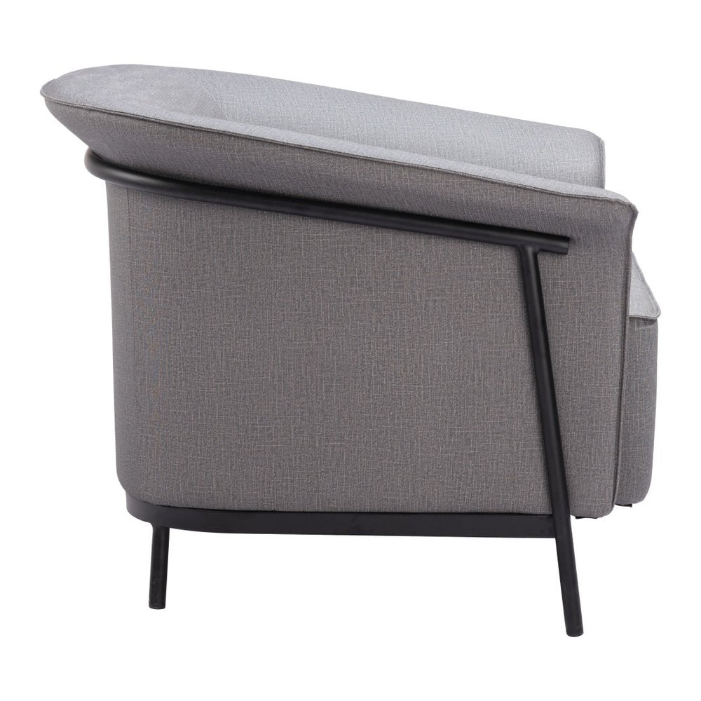 35" Slate Gray And Black Faux Leather Arm Chair HomeRoots
