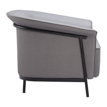35" Slate Gray And Black Faux Leather Arm Chair HomeRoots