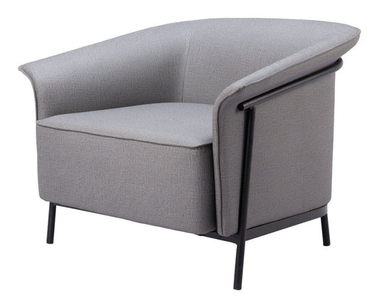 35" Slate Gray And Black Faux Leather Arm Chair HomeRoots
