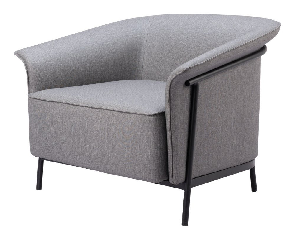 35" Slate Gray And Black Faux Leather Arm Chair HomeRoots